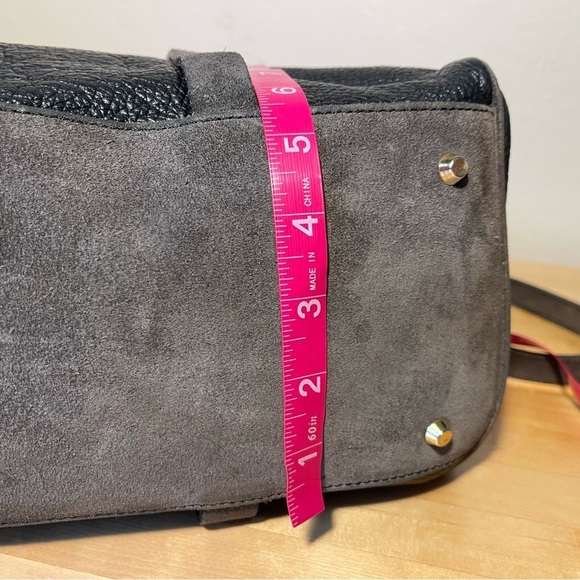 Dimoni black leather and suede details satchel / crossbody bag - Picture 13 of 14